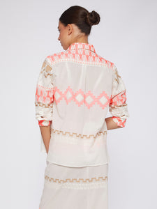 Vilagallo Sara cream and pink Embroidered Voile shirt - 30994