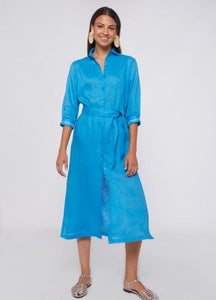 Vilagallo Antonella Blue Linen Dress - 309558