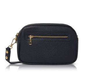 Double zip medium size crossover leather bag